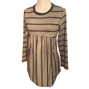 Small Vicabo Khaki Green and Black Striped Women's Top New